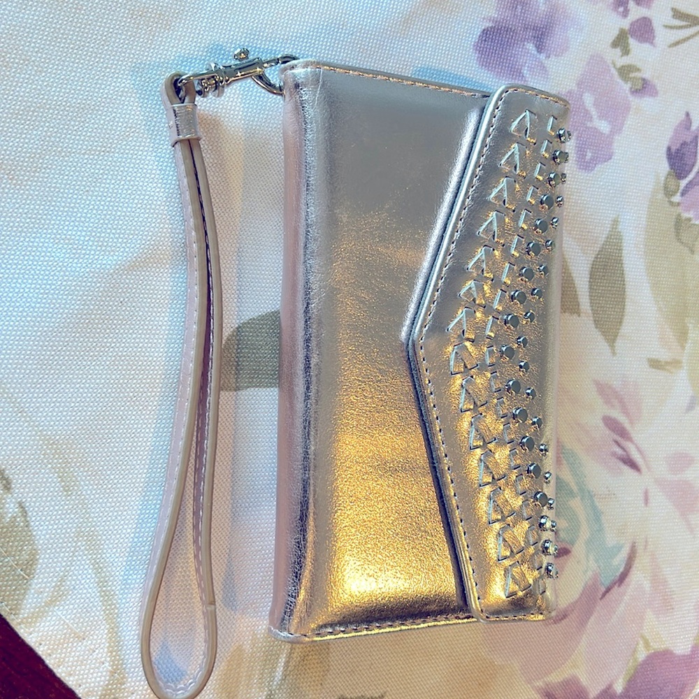 Rebecca Minkoff iPhone 6 case. Pink foil colour / wristlet